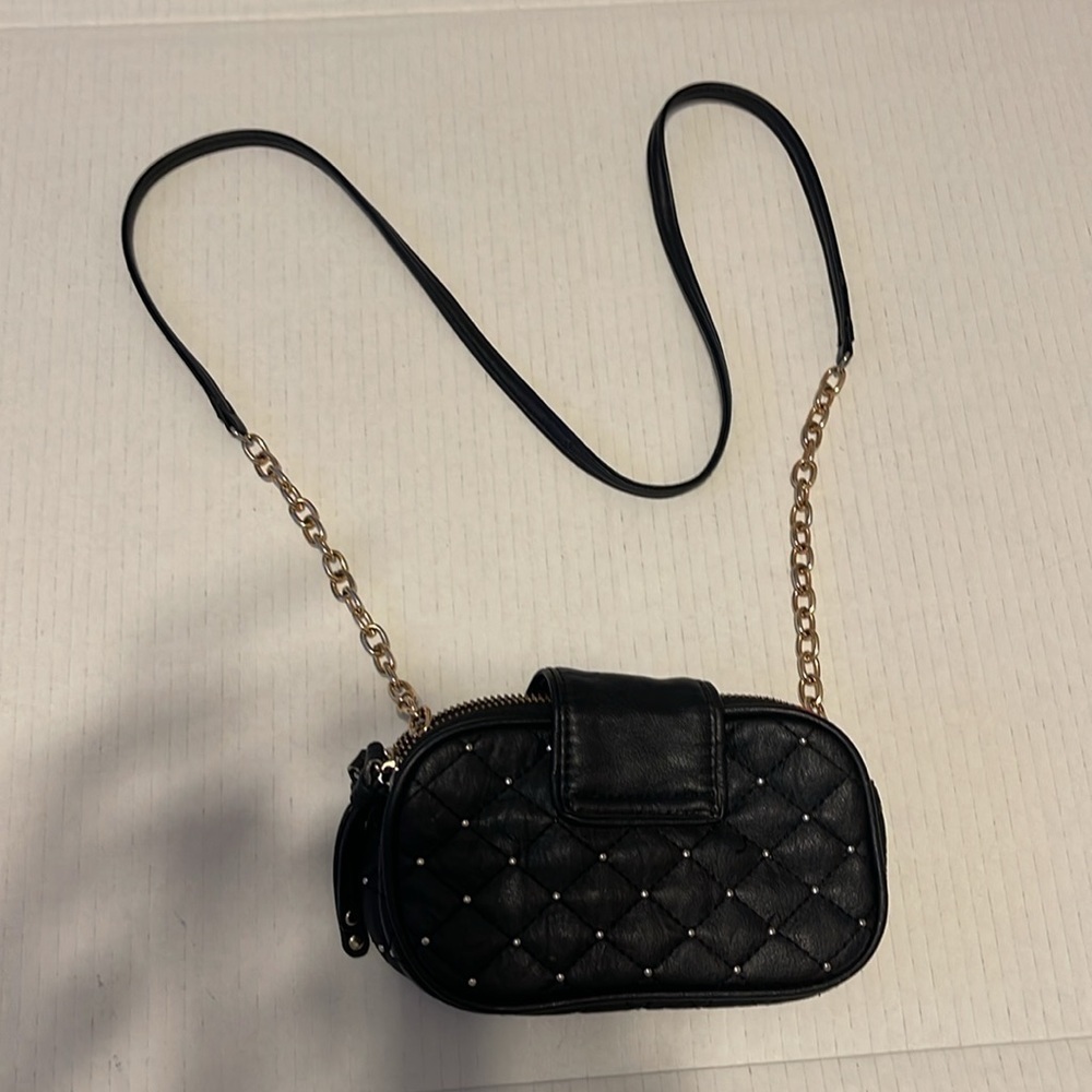 Bebe Women’s Crossbody Shoulder Bag/Purse Small Faux Leather Quilted and Studded - Picture 8 of 13
